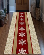 Snowflake Christmas Runner Area Non Slip Rug, Snowflake Rug, Noel Long Rug