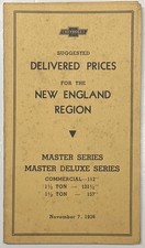 1936 Suggested Delivered Prices New England Chevrolet Master Deluxe Cars Trucks