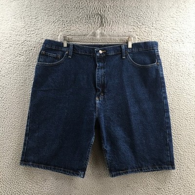 Wrangler Shorts Mens 42 Blue Denim Zip Fly High Rise Straight Leg Jean Pockets