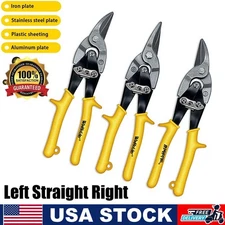3PCS Aviation Tin Snips Left Straight Right Cut with Hang Hole Safety Latch