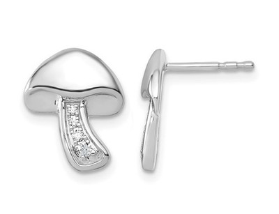 Sterling Silber Pilz Charm Post Ohrringe mit Akzent Diamanten