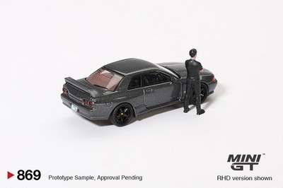 Mini GT 1:64 Nissan GT-R (R32) Gunmetal W/ Matsuda Figure Tsugio