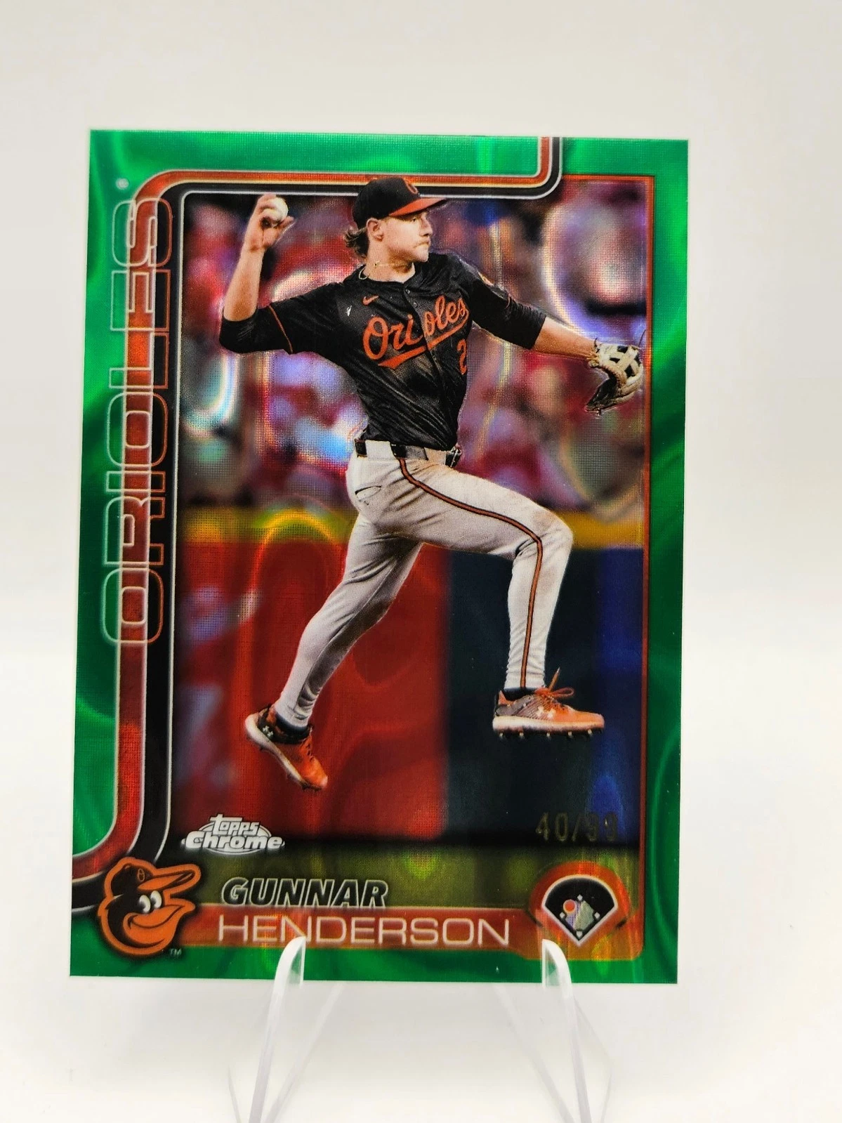 🔥 GUNNAR HENDERSON 2025 TOPPS CHROME GREEN LAVA REFRACTOR ORIOLES 40/99 🔥