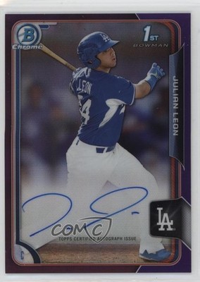 2015 Bowman Chrome Prospects Purple Refractor 29/250 Julian Leon Auto 2f9