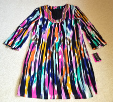 NWT Womens Dress-TRINA TURK x INC-'Ikat Herringbone' silky maximalist BOHO-S