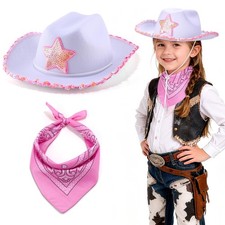 Babelshar Toddler Cowboy Hat  Bandana, Felt Cowboy Hats for 38, Western Cowg...