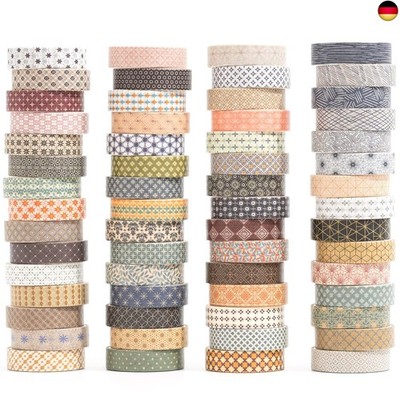 YUBX 60 Rollen Grundmuster Washi Tape Set Kreative Dünn Masking Tape Dekorative 