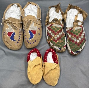 Lot of Three (3) Vintage Native American Moccasins