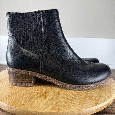 Dansko Daisie Waterproof Ankle Boot Women 39/8.5 Black Side Zip Tumbled Leather