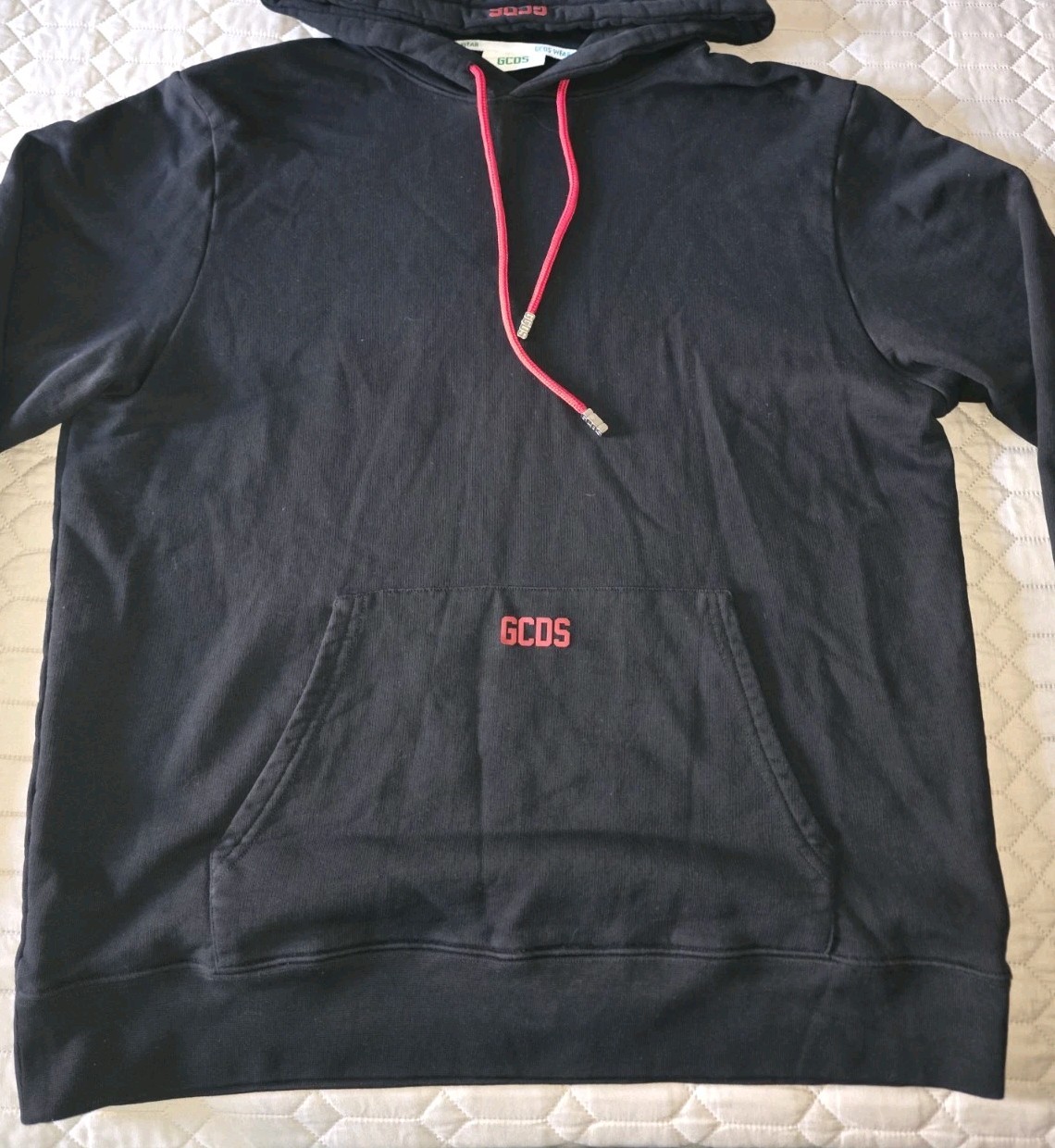 GCDS Eco Logo Regular Black Hoodie Sz  Large