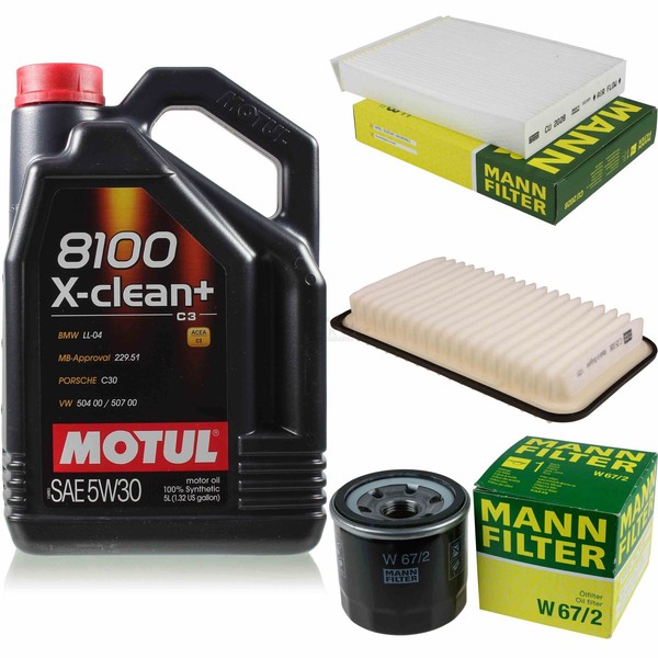 Mann Inspektionspaket 5L Motul 8100 X-Clean+ 5W-30 FüR Suzuki Splash 1.2 VVT 1.0-image