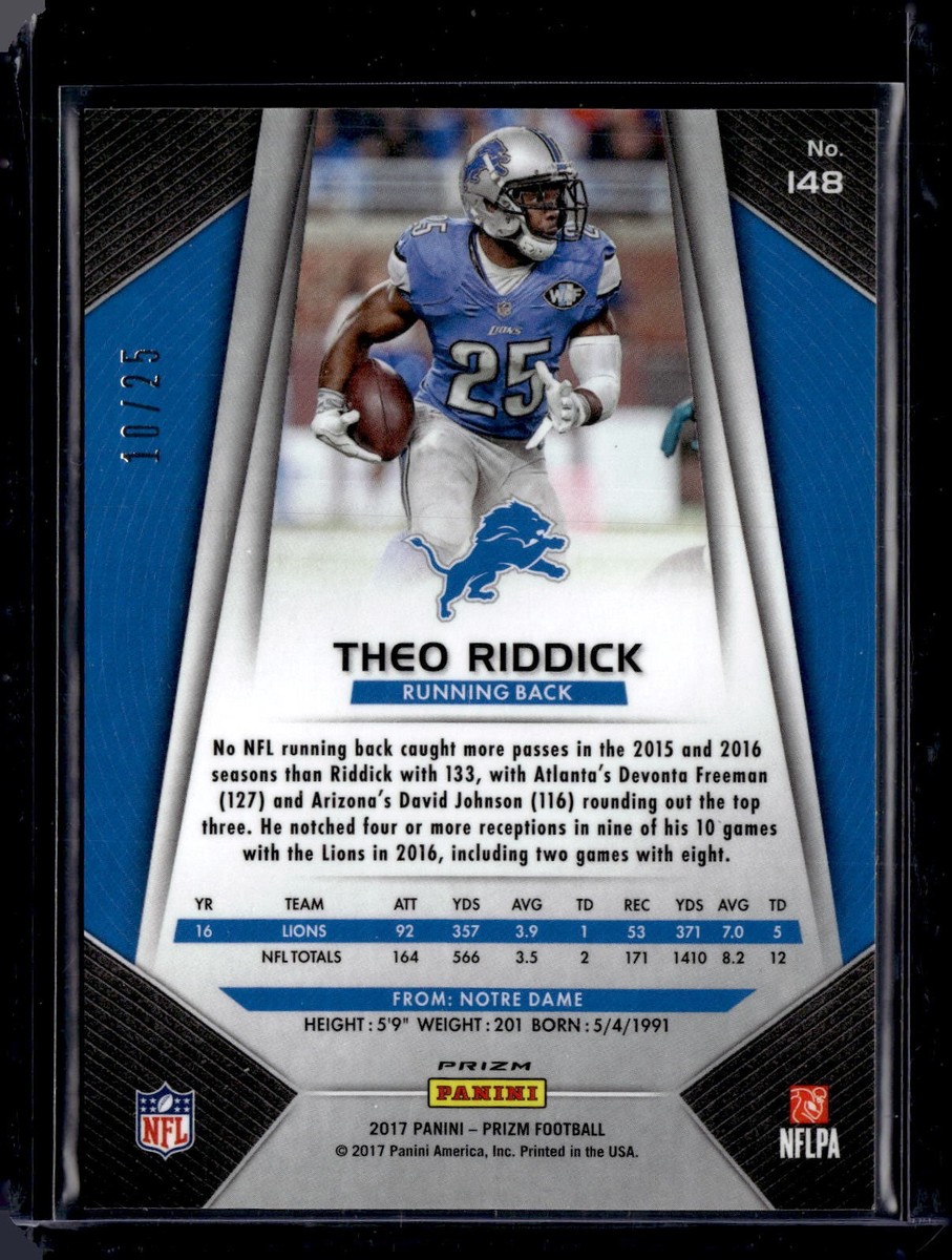 2017 Panini Prizm #148 Theo Riddick Camo Prizm /25 Lions NM-MINT++