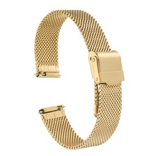 316L Stainless Steel Mesh Watch Band 14mm Quick Release Adjust Strap, Gold