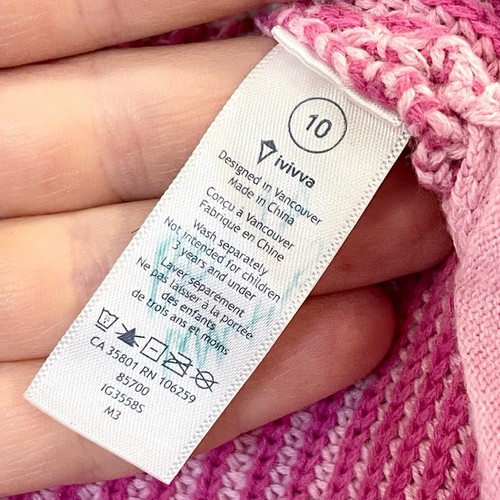 Ivivva Pink Ribbed Knit Sweater Cardigan To The Moon and Back Hoodie Size 10 - Picture 6 of 7