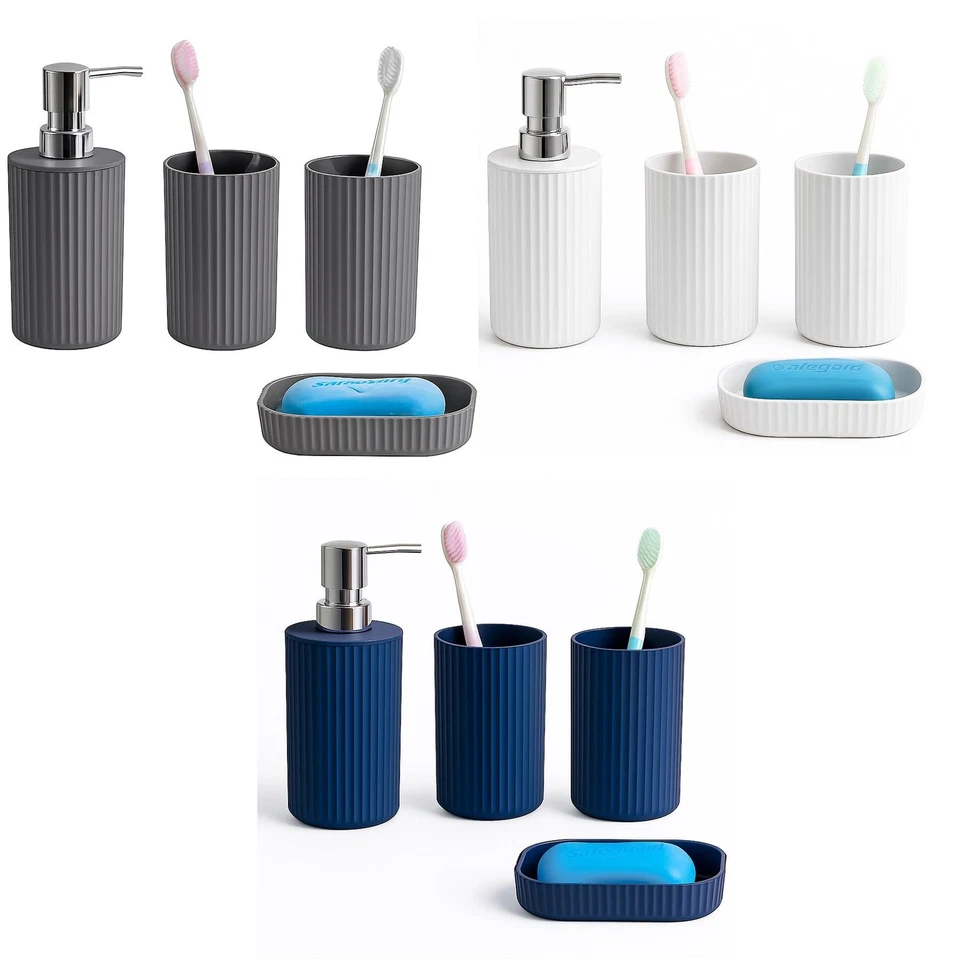 Bathroom Accessories Set 4 Piece Soap Dispenser, 2 Tumblers and Soap Dish - Image 1 of 1
