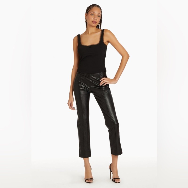 Amanda Uprichard High Rise Faux Leather Pants Size Small.