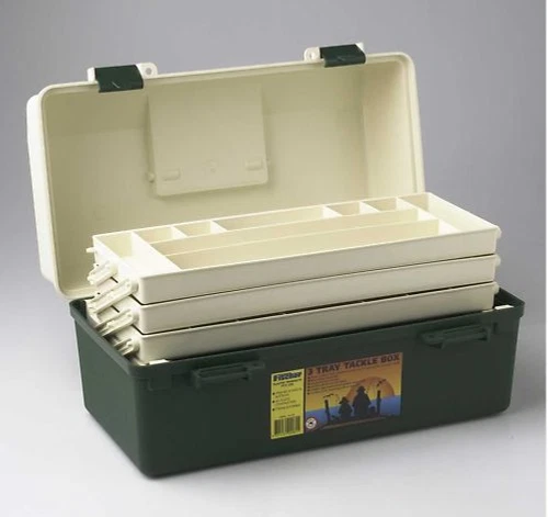 Fischer Plastics Fishing Tackle Box with 3 Cantilever Trays 1H-172