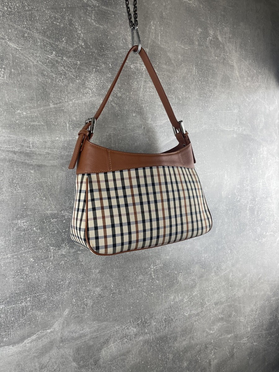 Daks London Brown Leather Checkered Beige Shoulder Future Tote Bag