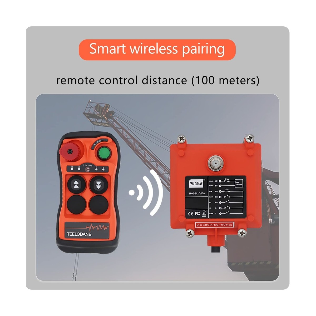 Q200 Industrial Wireless Crane Remote Control kit 2 Button 12v 24v