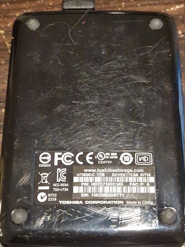 Toshiba Canvio 1TB USB 3 2.5" external HDD (KCC-REM-TSD-v736 / HDTC710XK3A1) - Picture 2 of 2