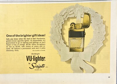 Scripto VU-Lighter ''One of the brighter gift ideas!'' Vintage Print Ad 1963
