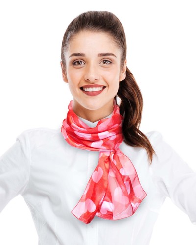 Valentine Hearts Theme Valentine's Day Silk Feeling Lightweight Fashion Scarf - Picture 18 of 19