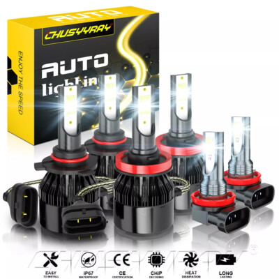For Ram 4500 5500 2021-2022 6000K LED Headlights Bulbs Kit High Low Fog Lights