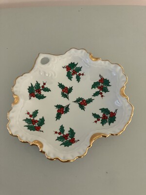Fine China By Violeta Candy Dish With Holly Berries USA