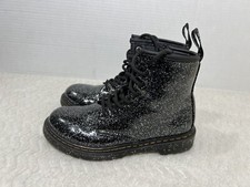 Dr Martens 1460 Cosmic Glitter Youth Sz 2 Black Patent Leather Boots Sparkles