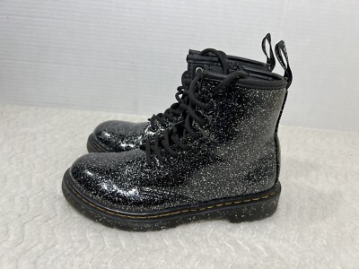 Dr Martens 1460 Cosmic Glitter Youth Sz Black Patent Leather