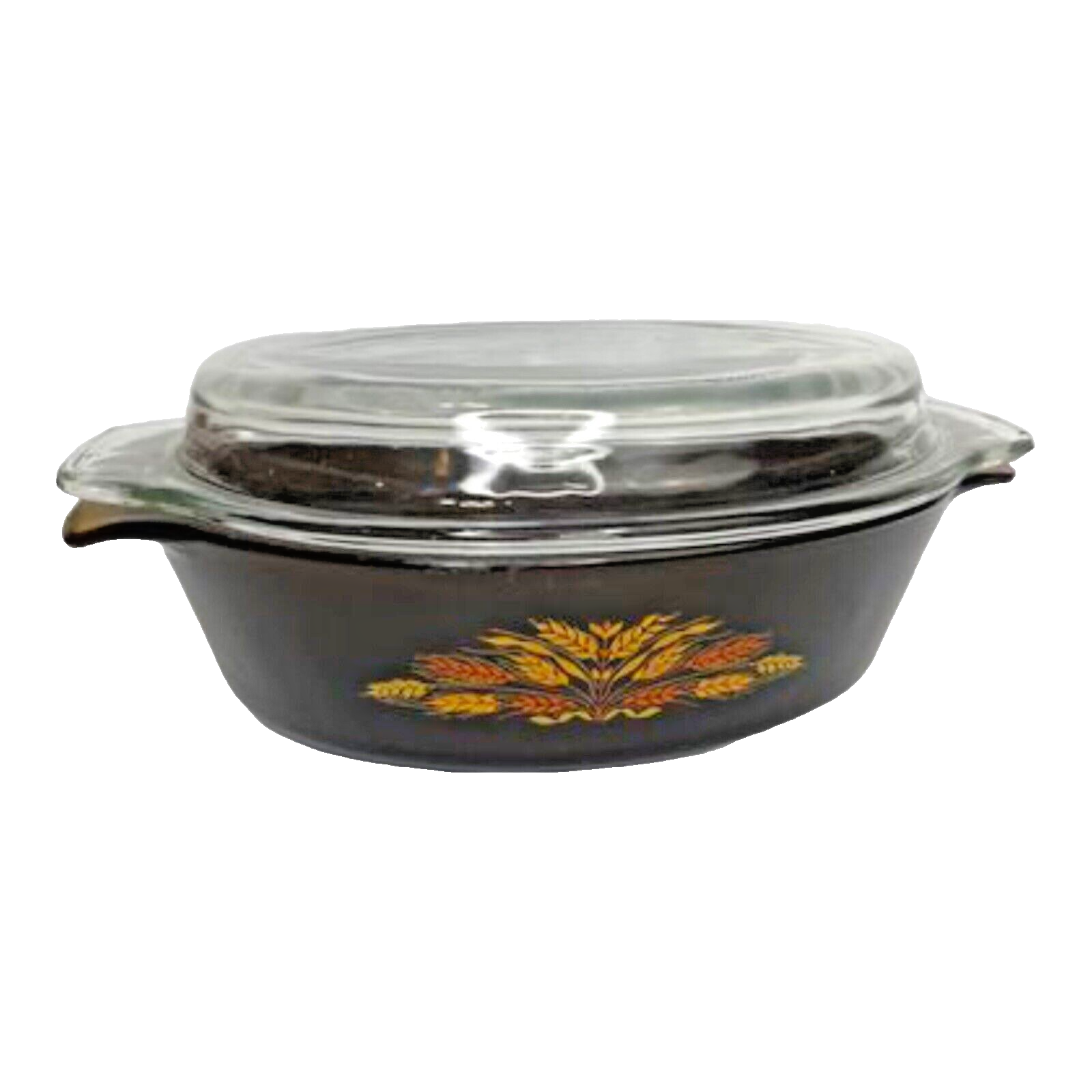 Fire King 1.5 Quart 433 Wheat Brown Glass Casserole Dish Lid Oval LINED