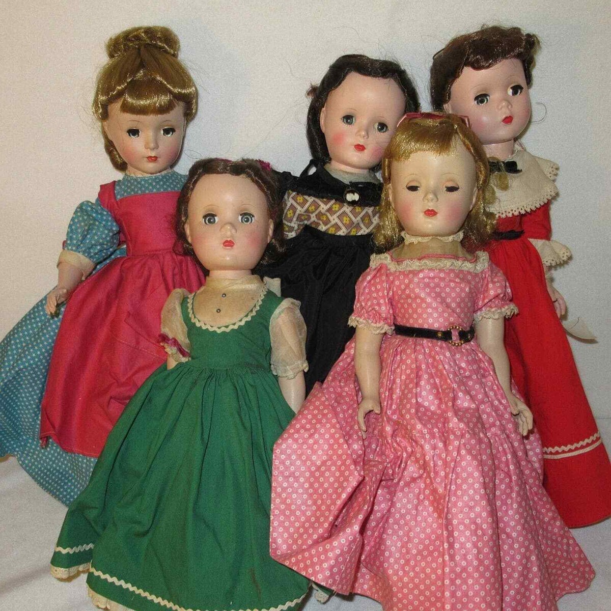 5 VINTAGE 1950'S MADAME ALEXANDER LITTLE WOMEN DOLLS 14 5 VINTAGE 1950'S MADAME ALEXANDER LITTLE WOMEN DOLLS 14