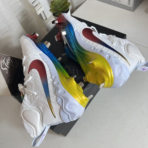 Nike Alpha Huarache NXT Metal Baseball Cleats White / Rainbow Men’s Size 8 - Picture 5 of 8