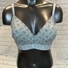 Victoria's Secret Pink 36DD Gray Wear Everywhere Wireless Lightly Lined Bra