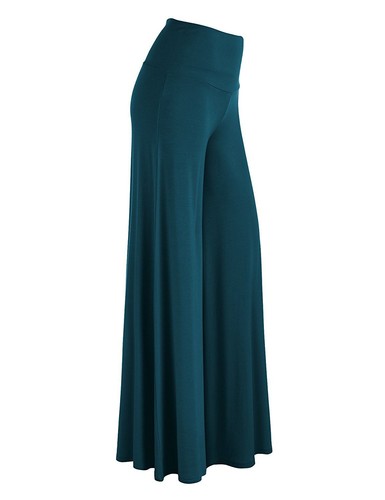 Women Palazzo Ladies Plain Leggings Flared Wide Leg Pants Baggy Trousers 8-22 - Picture 86 of 99