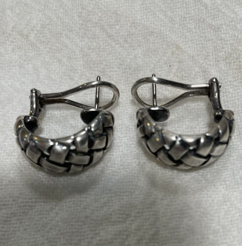 James Avery Basket Weave Earrings in Sterling Silver - Omega Backs - Picture 2 of 4
