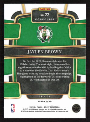 2023-24 Panini Select #22 Jaylen Brown Blue Silver Prizm | eBay