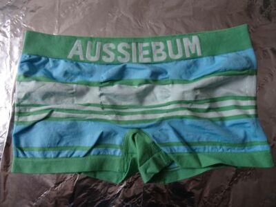 Underwear Aussiebum Trunk Seamless Bodystretch Grün - Blau Größe L - Streifen 