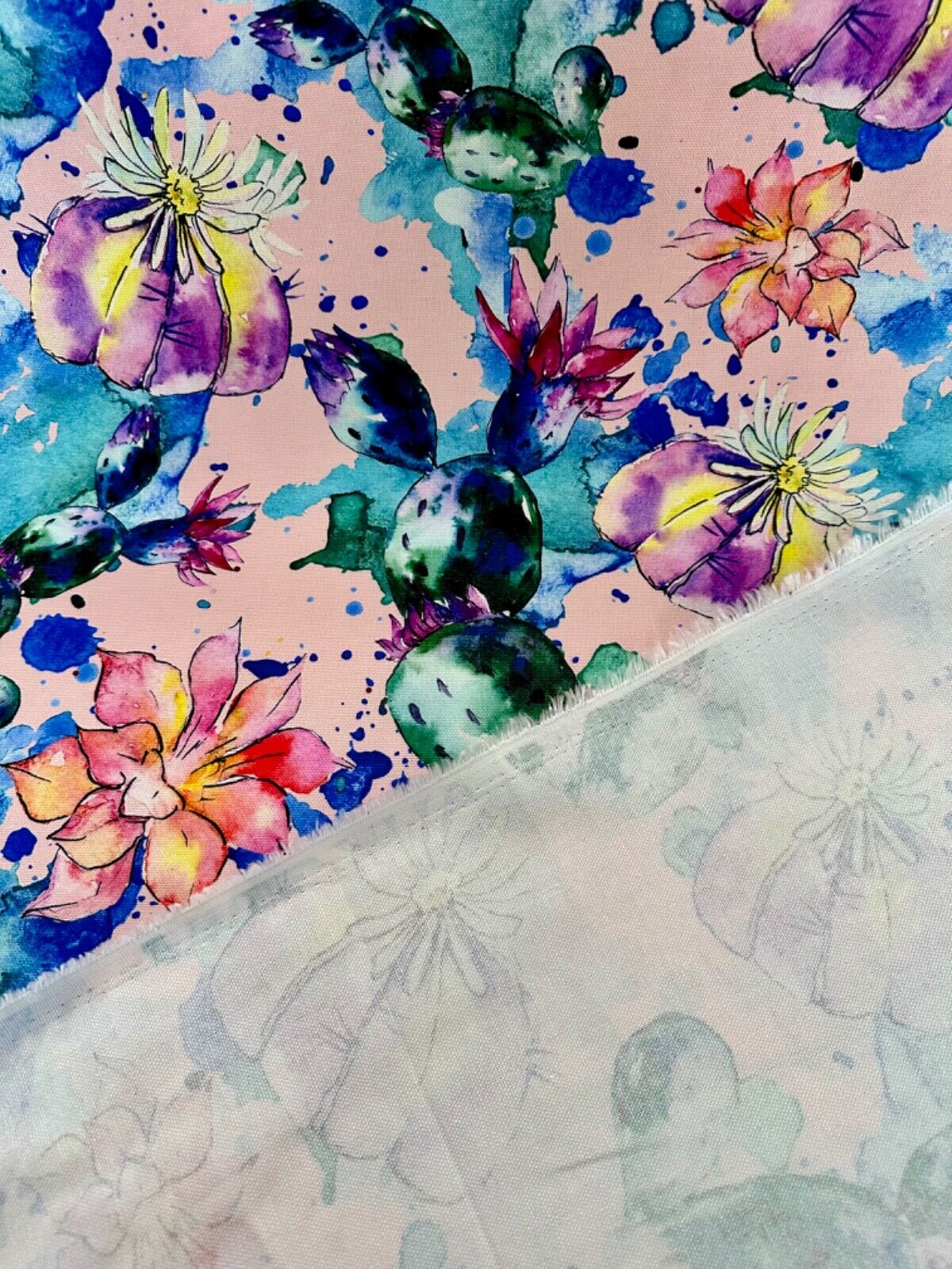 Canvas Stoff Baumwolle - Aquarell Blumen - Digitaldruck Dekostoff ab 50cm