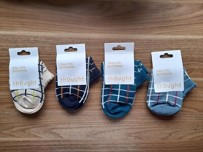 THOUGHT/BRAINTREE BAMBUS DAMEN SNEAKER KNÖCHELSOCKEN - KONTRAST KARIERT SPW732 - NEU MIT ETIKETT