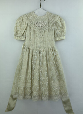 Vintage Gunne Sax Jessica McClintock Sz 8 Ivory Lace Cottage layered | eBay