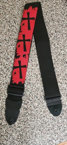 2-Inch Silk Screen Poly Guitar Strap - Blood Cross Design