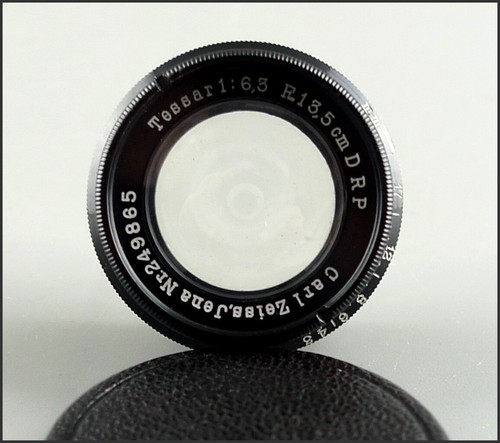 Ancien Objectif Carl Zeiss Jena Tessar 6,3/13,5cm D.R.P Diaphragme à Iris - Foto 6 di 12