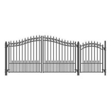 ALEKO Prague Style Garden Steel Dual Driveway Gate 12 ft with Pedestrian Gate