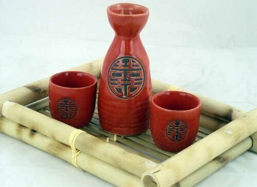 Glazed Ceramic 3 Pcs Japanese Sake Set In Gift Box - Picture 1 of 2