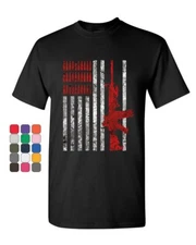Americal Flag Rifle T-Shirt 2nd Amendment Bullets Ammo Patriotic Mens Tee Shirt