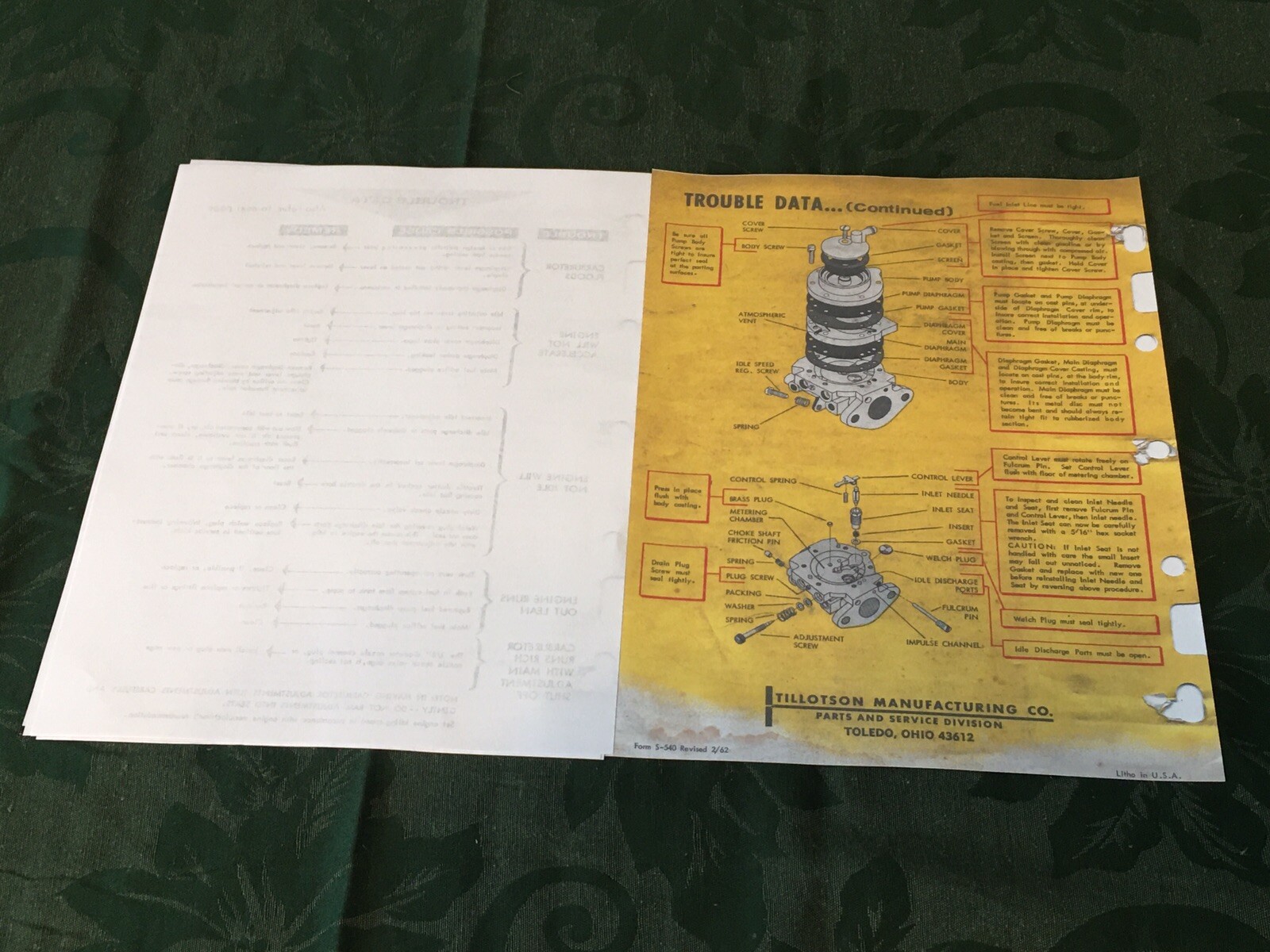 Vintage Tillotson Chainsaw HL Carburetor Carb Tuning Service Operation