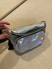 Geestock Holographic Fanny Pack PU Leather Bumbag Women Belt Bag Waist Pack