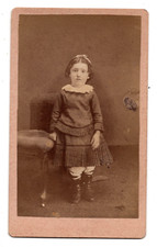 Antique CDV Circa 1880s Cute Girl In Dress Unmarked