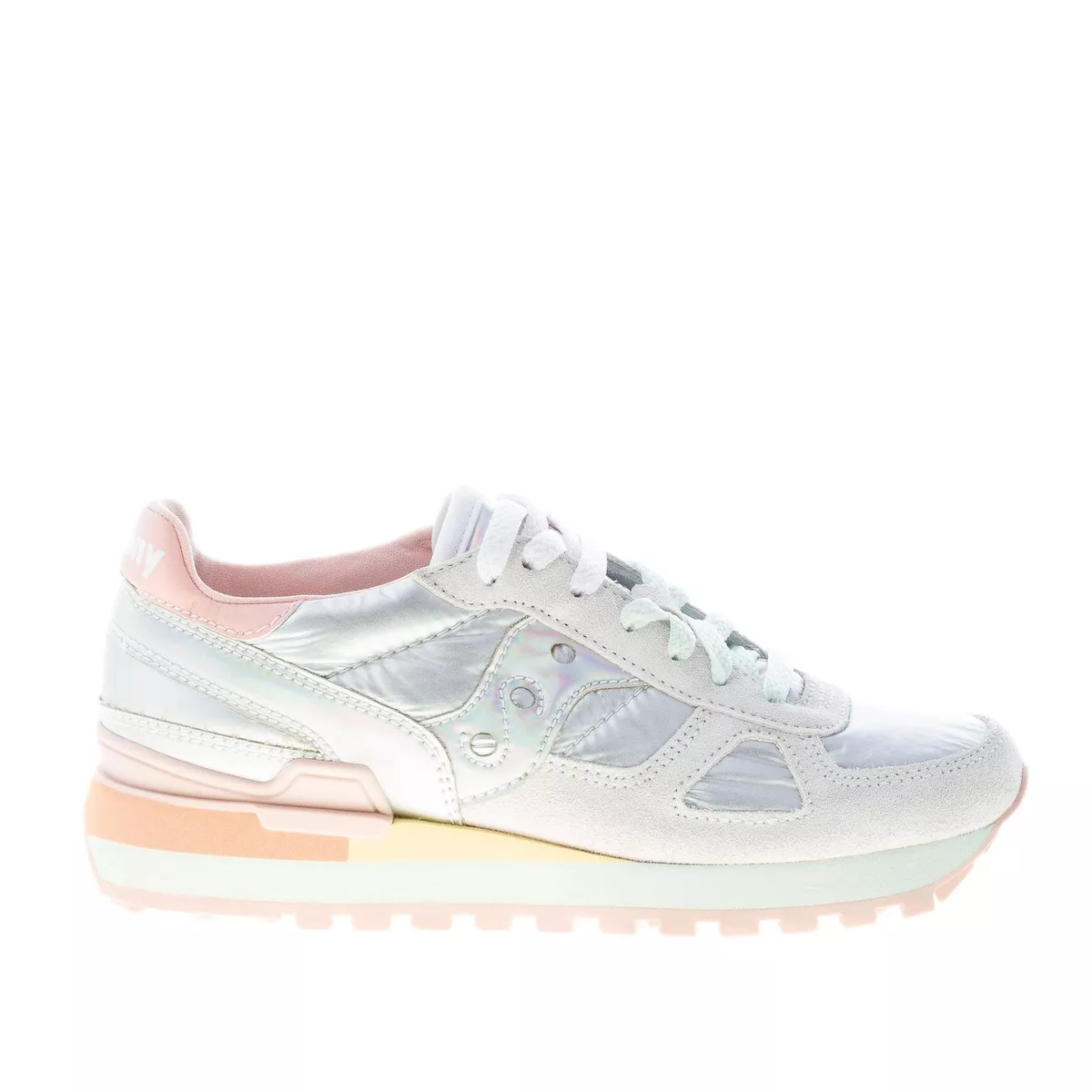 SAUCONY women shoes grey silver suede padded fabric Shadow sneaker